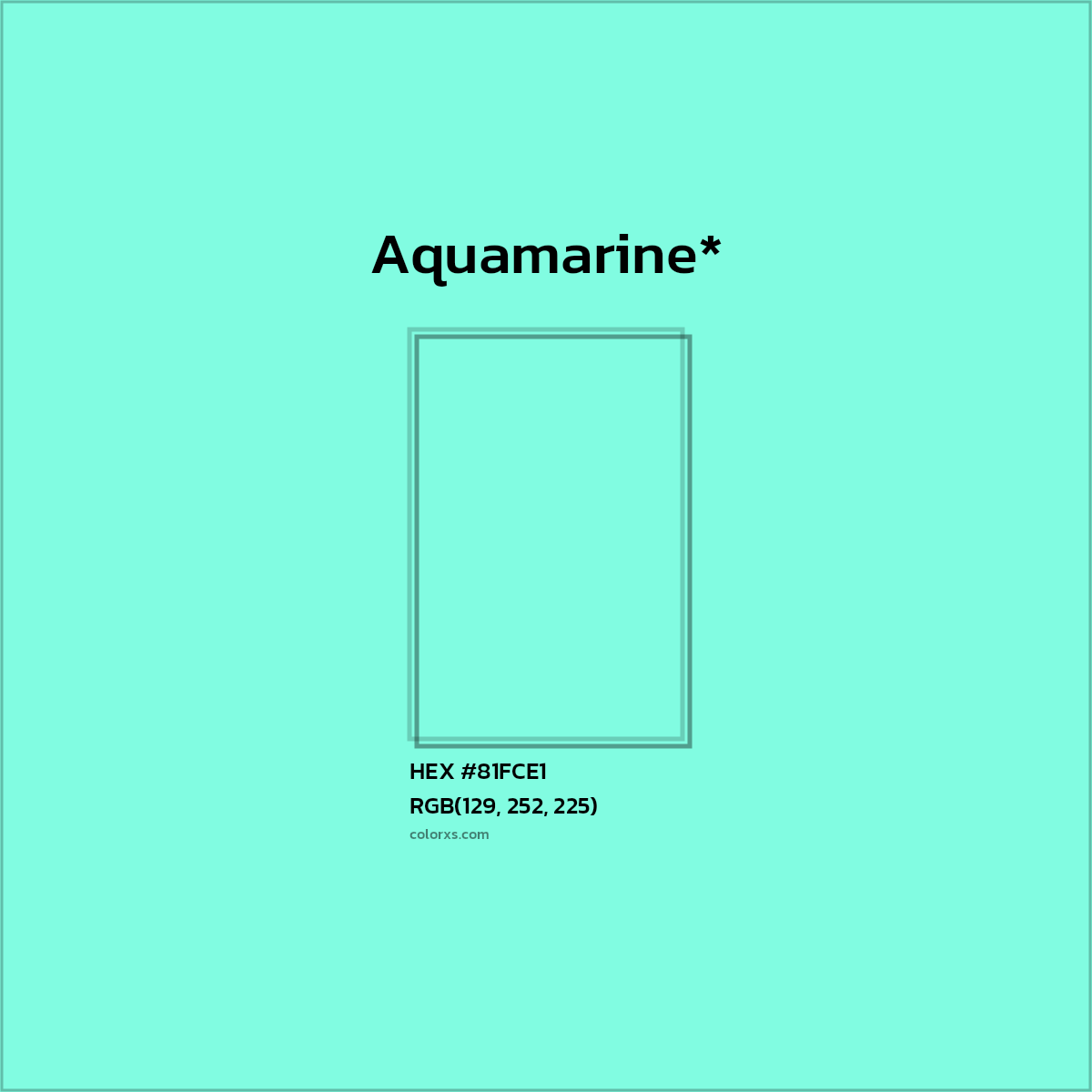 #81FCE1 hex color. RGB, RYB, CMYK, HSL, HSV codes and color conversions. Matching color names, palettes, paints.