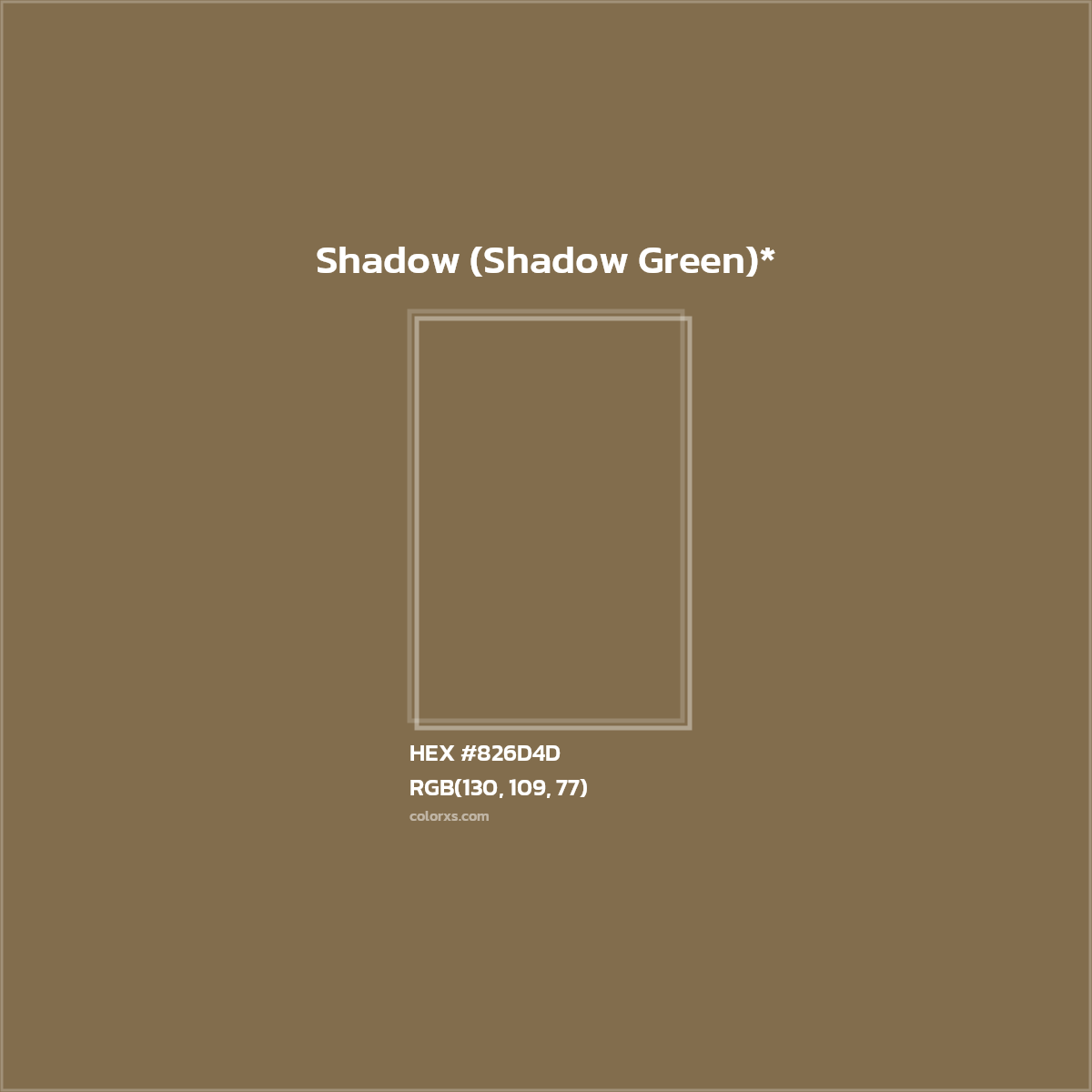 #826D4D hex color. RGB, RYB, CMYK, HSL, HSV codes and color conversions. Matching color names, palettes, paints.
