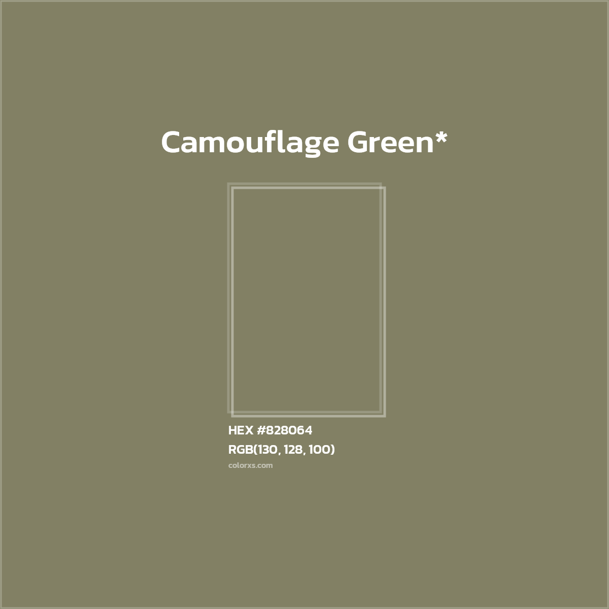 #828064 hex color. RGB, RYB, CMYK, HSL, HSV codes and color conversions. Matching color names, palettes, paints.