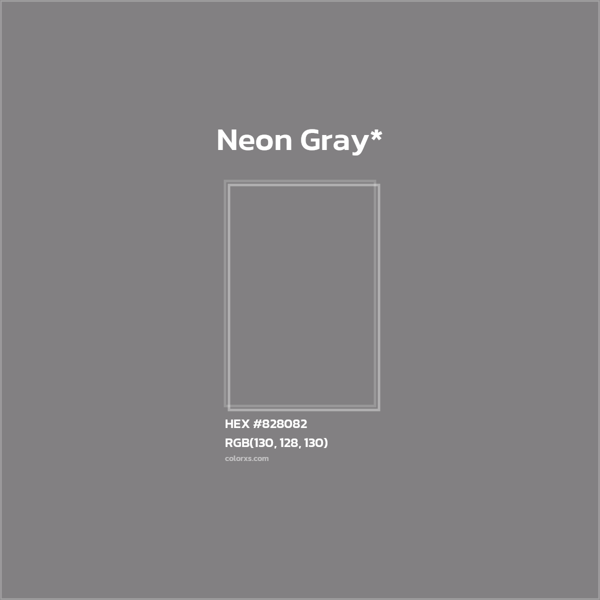 #828082 hex color. RGB, RYB, CMYK, HSL, HSV codes and color conversions. Matching color names, palettes, paints.