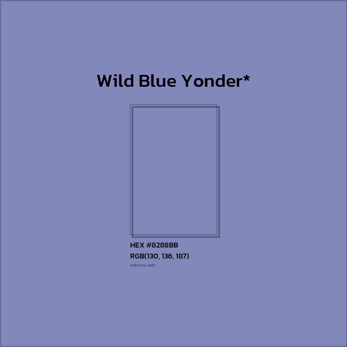 #8288BB hex color. RGB, RYB, CMYK, HSL, HSV codes and color conversions. Matching color names, palettes, paints.