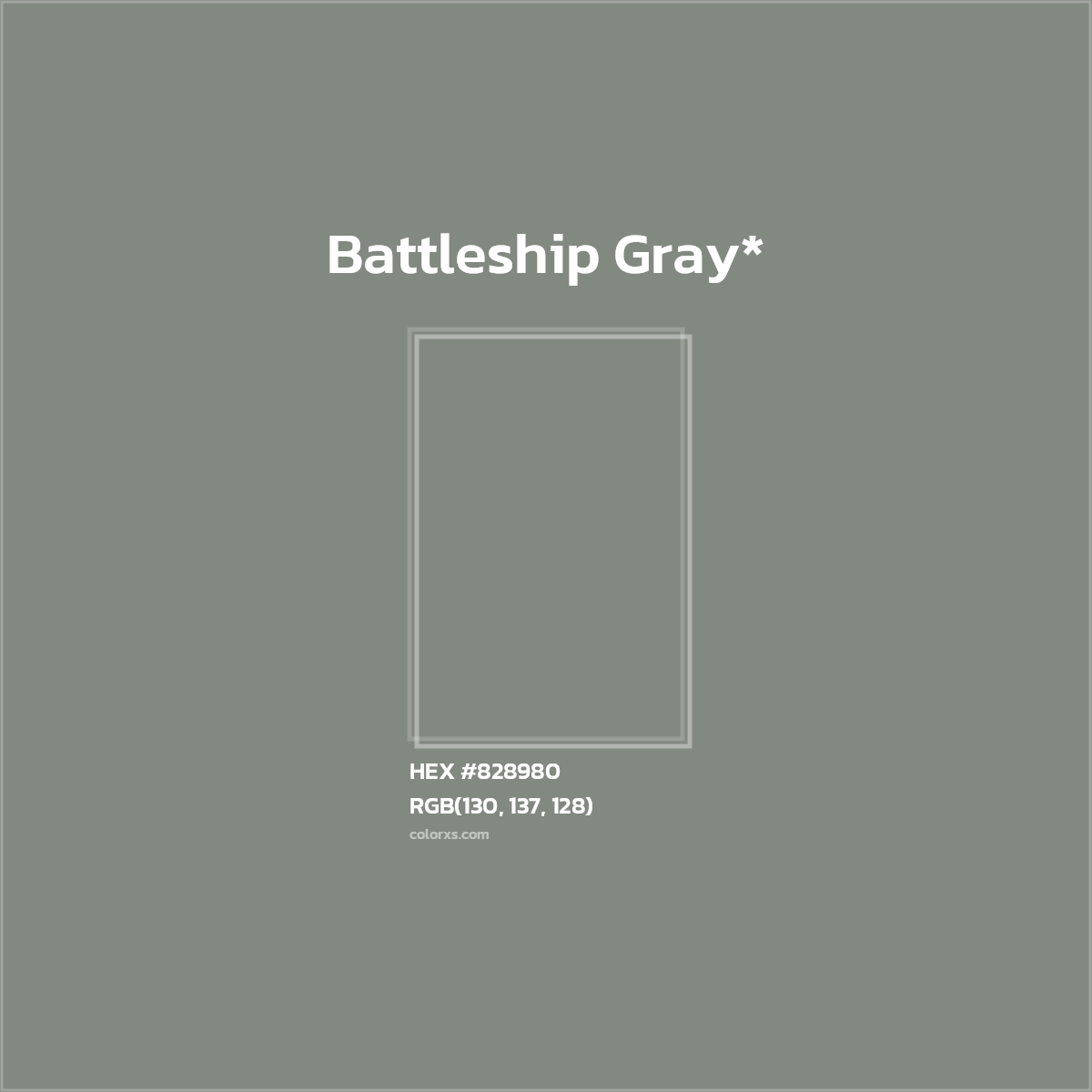 #828980 hex color. RGB, RYB, CMYK, HSL, HSV codes and color conversions. Matching color names, palettes, paints.