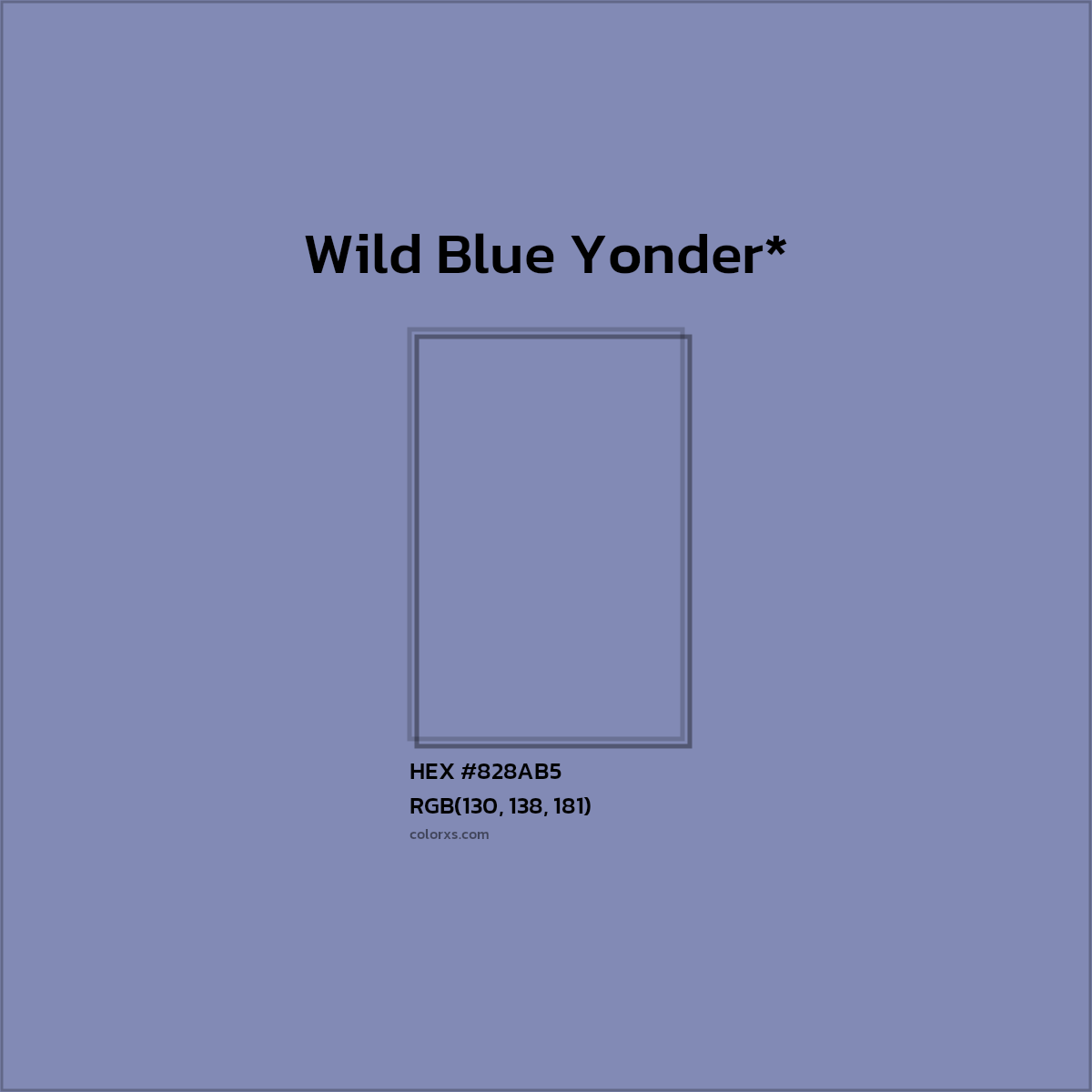 #828AB5 hex color. RGB, RYB, CMYK, HSL, HSV codes and color conversions. Matching color names, palettes, paints.