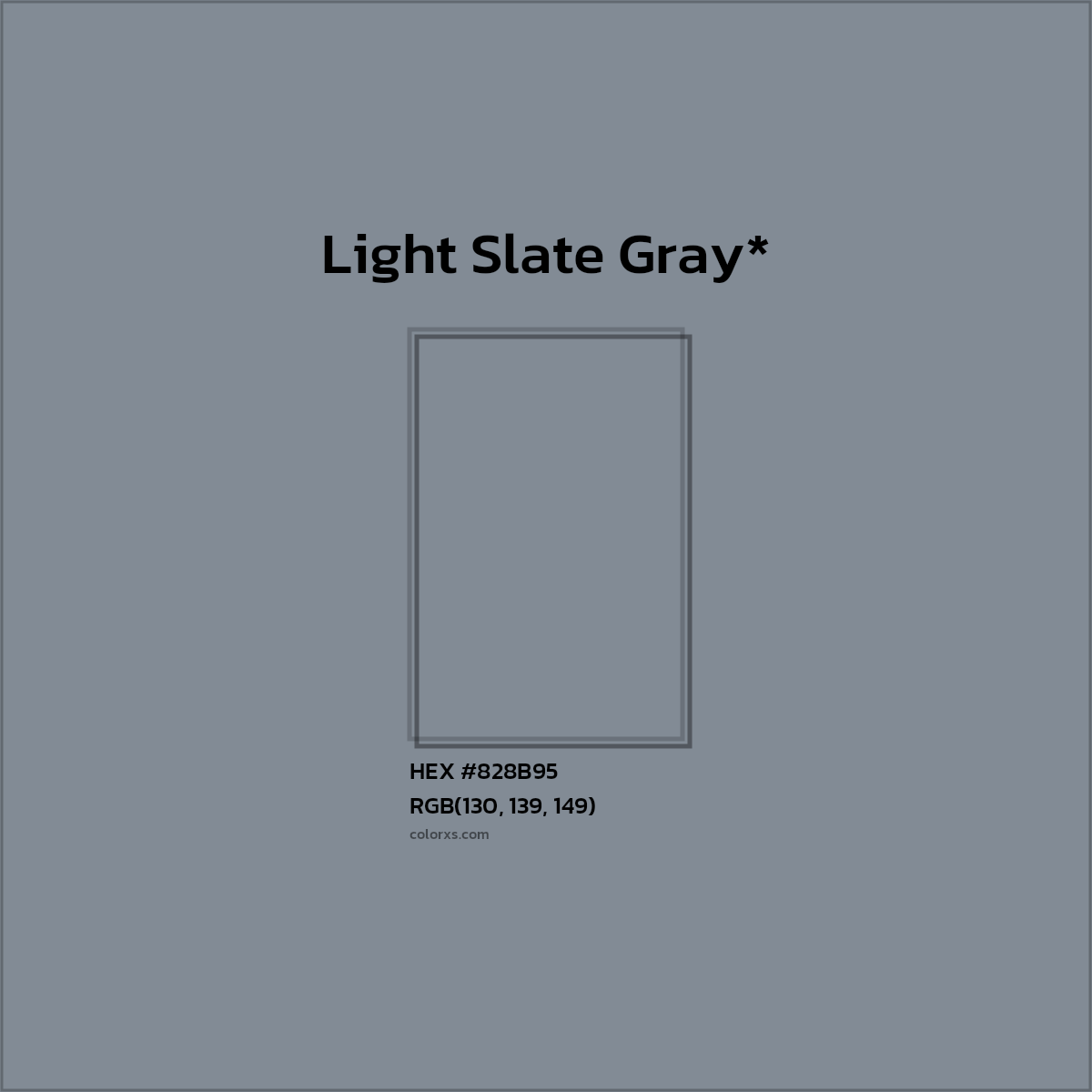 #828B95 hex color. RGB, RYB, CMYK, HSL, HSV codes and color conversions. Matching color names, palettes, paints.