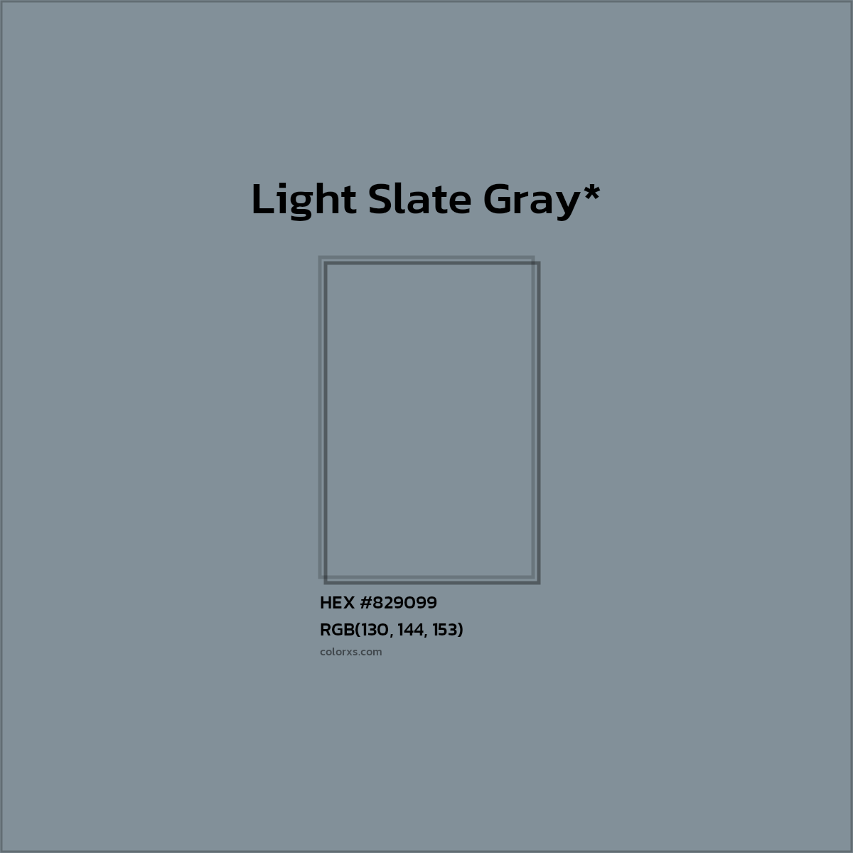 #829099 hex color. RGB, RYB, CMYK, HSL, HSV codes and color conversions. Matching color names, palettes, paints.