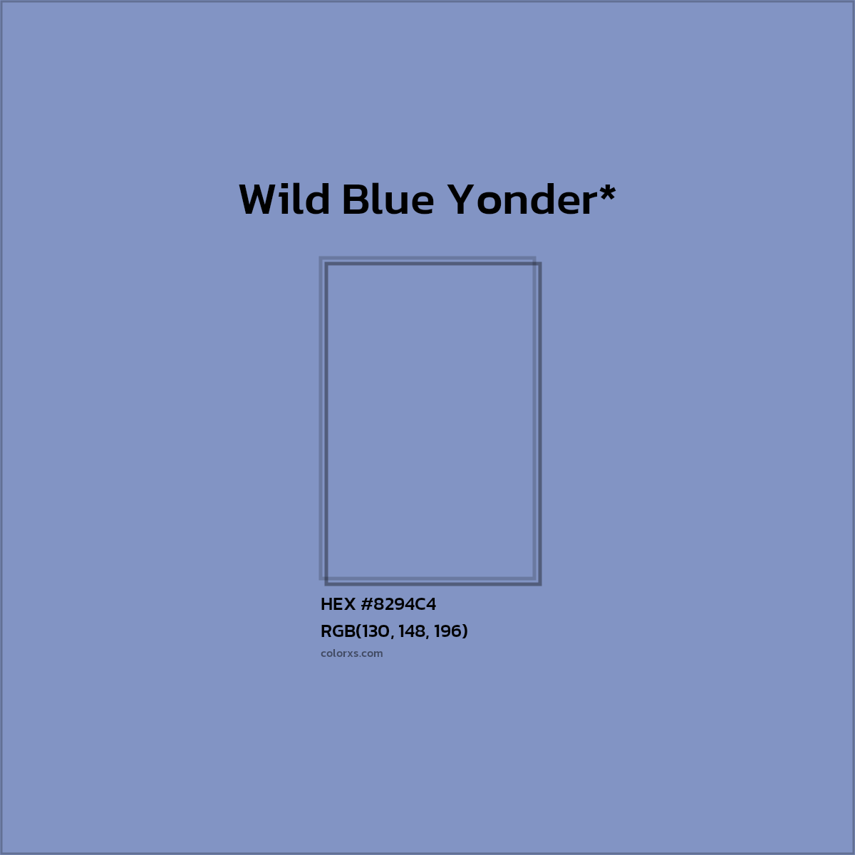 #8294C4 hex color. RGB, RYB, CMYK, HSL, HSV codes and color conversions. Matching color names, palettes, paints.