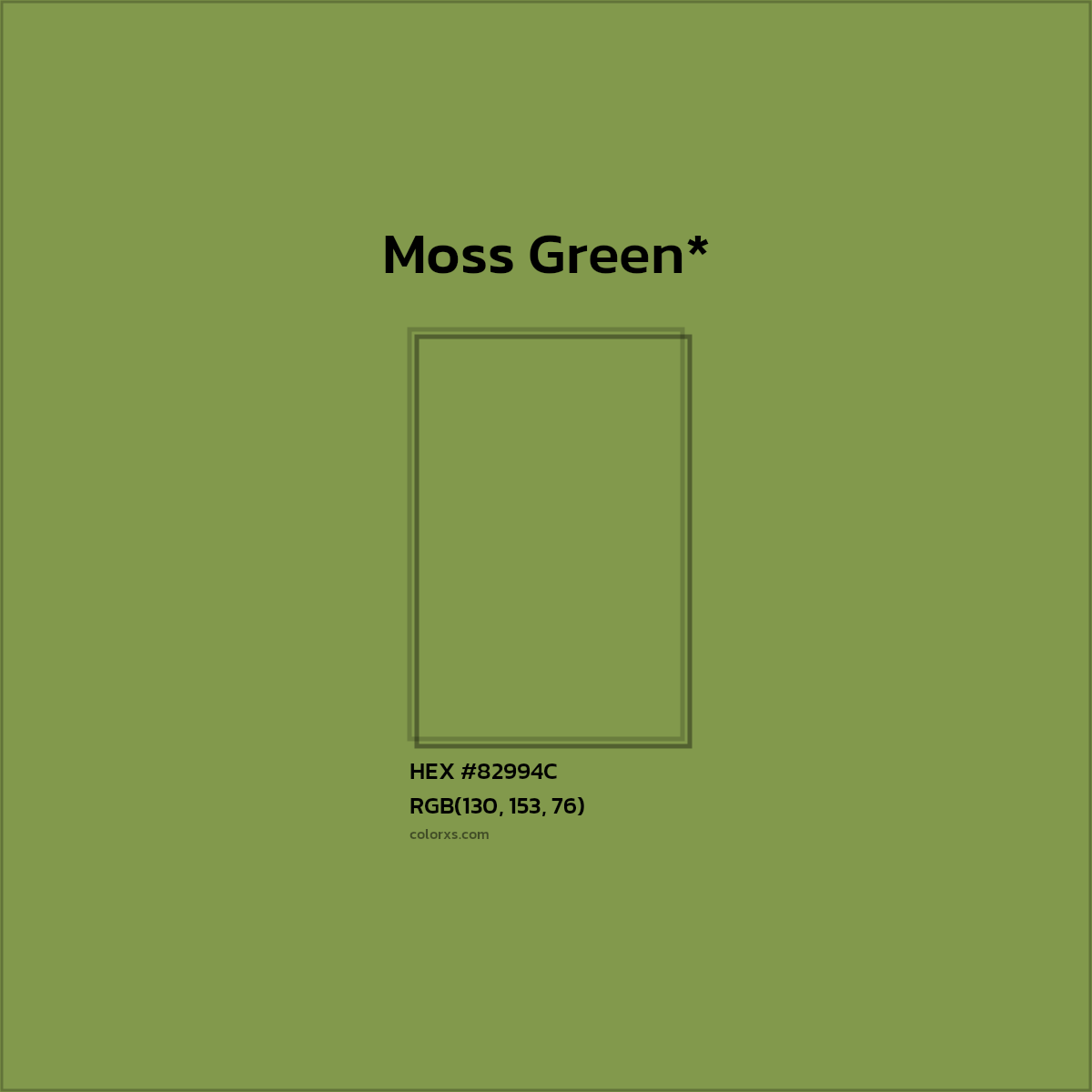 #82994C hex color. RGB, RYB, CMYK, HSL, HSV codes and color conversions. Matching color names, palettes, paints.