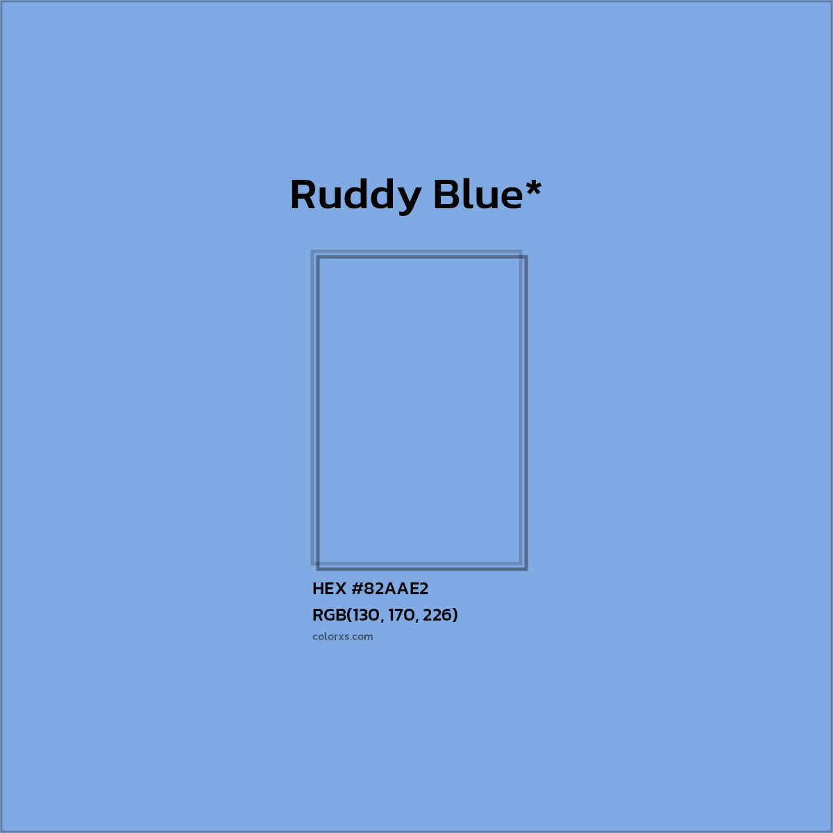 #82AAE2 hex color. RGB, RYB, CMYK, HSL, HSV codes and color conversions. Matching color names, palettes, paints.