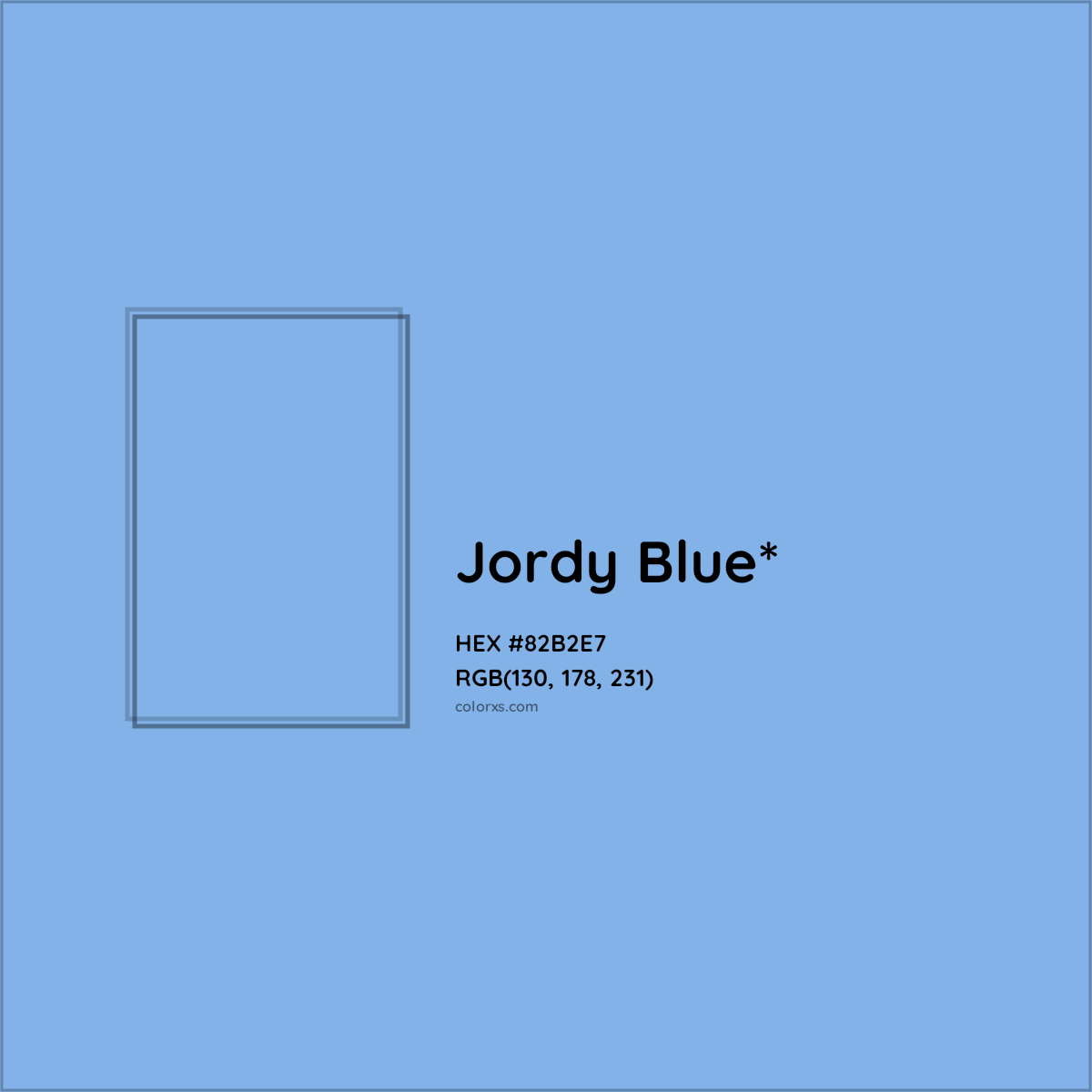 #82B2E7 hex color. RGB, RYB, CMYK, HSL, HSV codes and color conversions. Matching color names, palettes, paints.