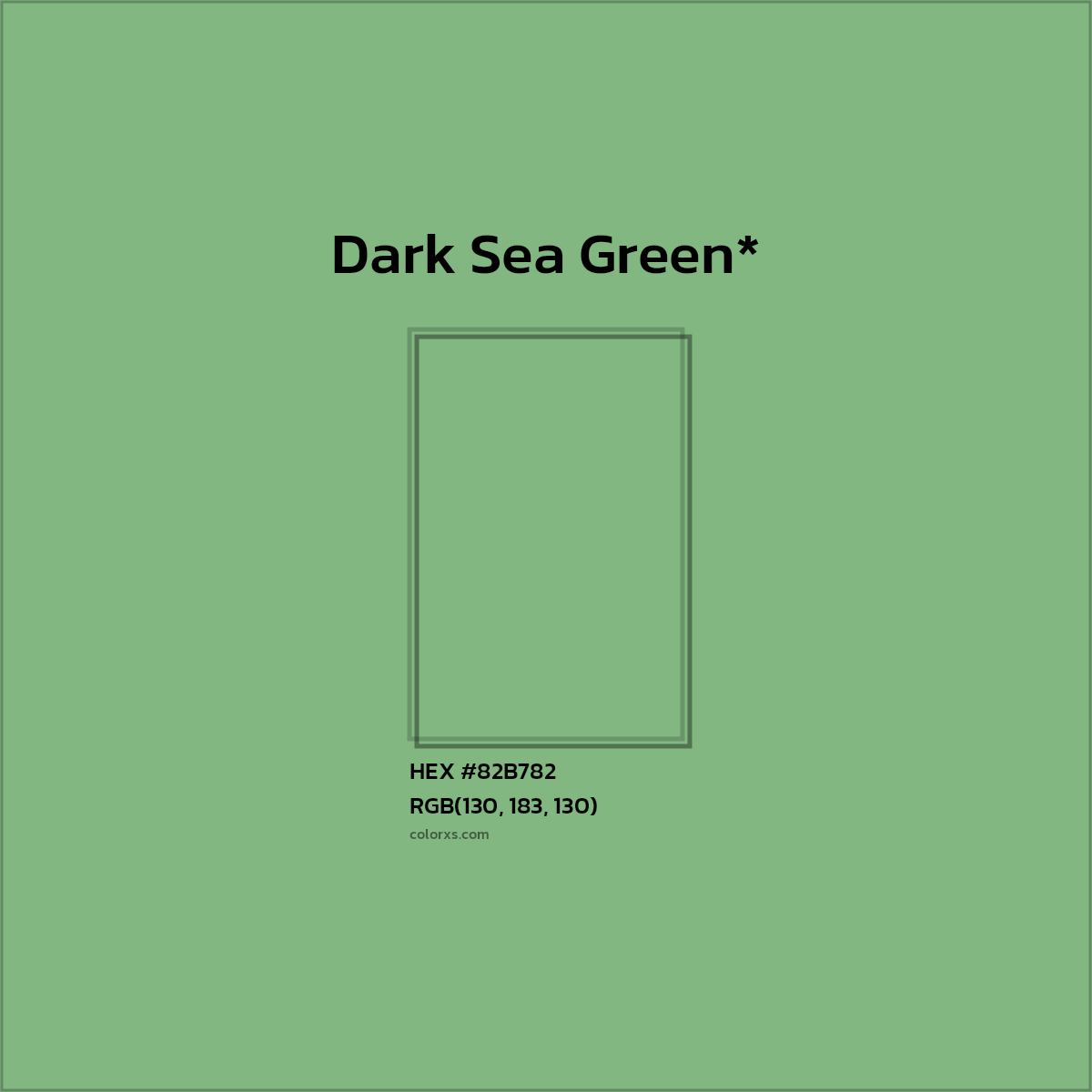 #82B782 hex color. RGB, RYB, CMYK, HSL, HSV codes and color conversions. Matching color names, palettes, paints.