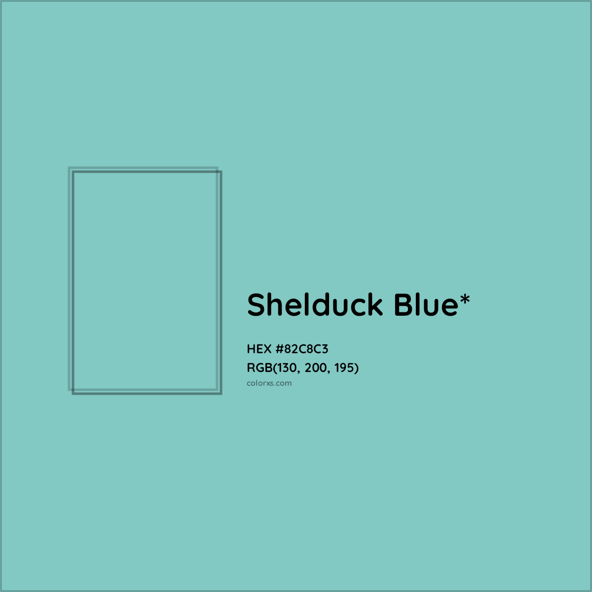 #82C8C3 hex color. RGB, RYB, CMYK, HSL, HSV codes and color conversions. Matching color names, palettes, paints.