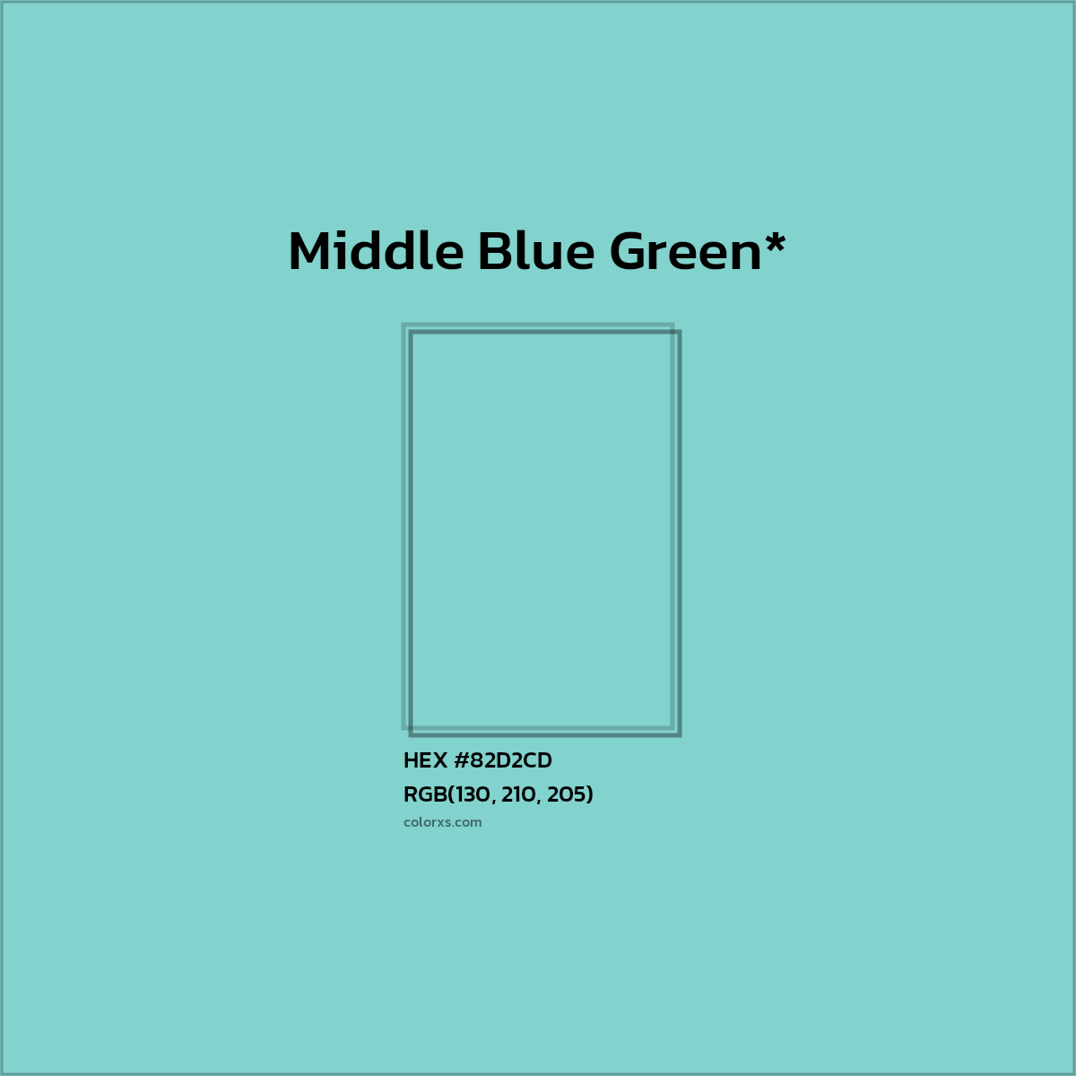 #82D2CD hex color. RGB, RYB, CMYK, HSL, HSV codes and color conversions. Matching color names, palettes, paints.