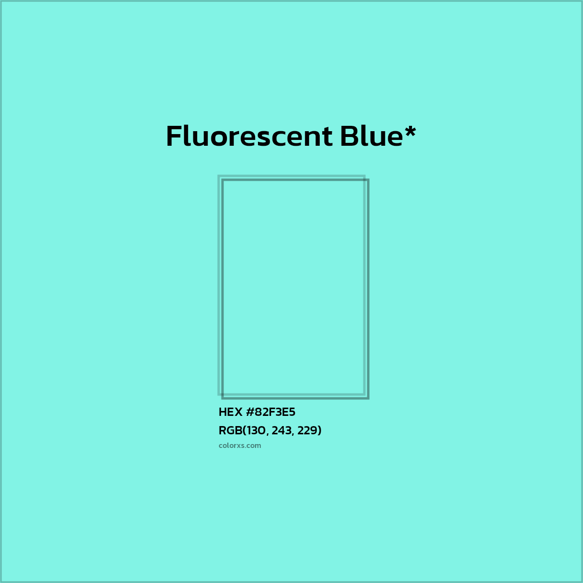 #82F3E5 hex color. RGB, RYB, CMYK, HSL, HSV codes and color conversions. Matching color names, palettes, paints.