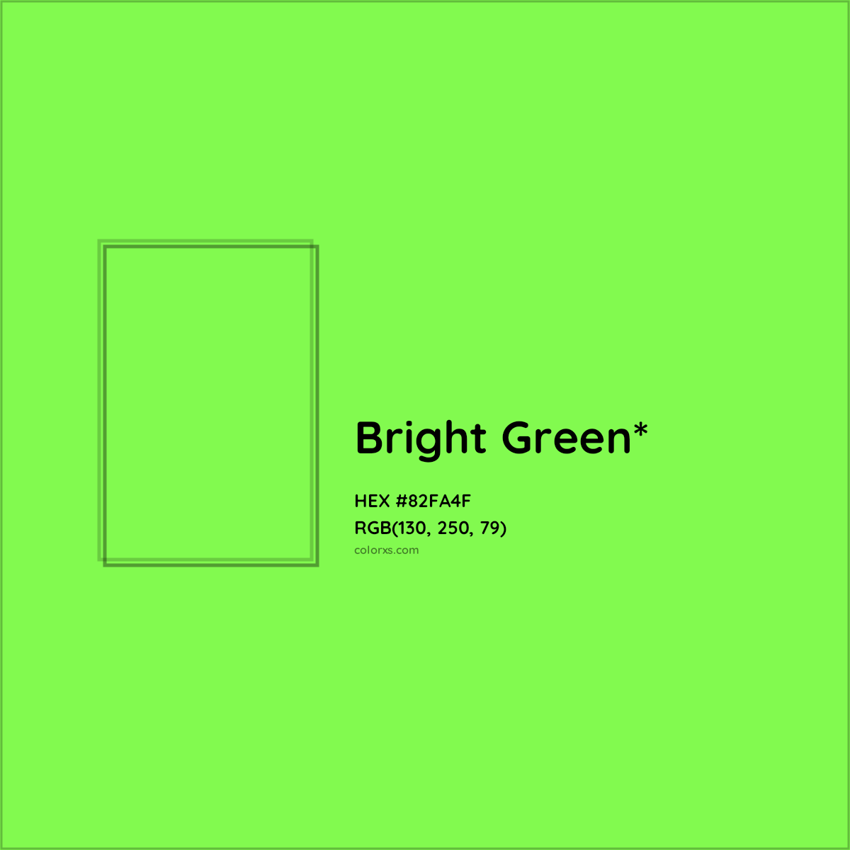#82FA4F hex color. RGB, RYB, CMYK, HSL, HSV codes and color conversions. Matching color names, palettes, paints.