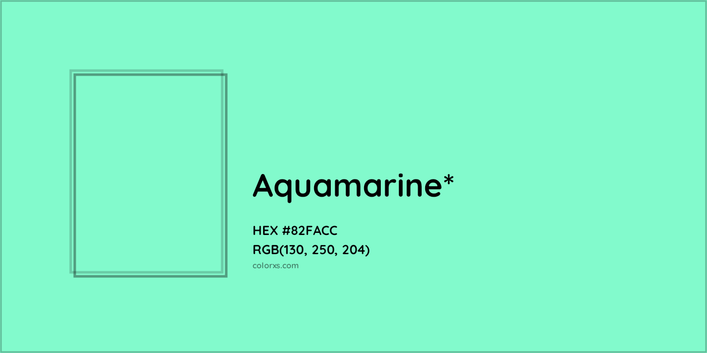 #82FACC hex color. RGB, RYB, CMYK, HSL, HSV codes and color conversions. Matching color names, palettes, paints.