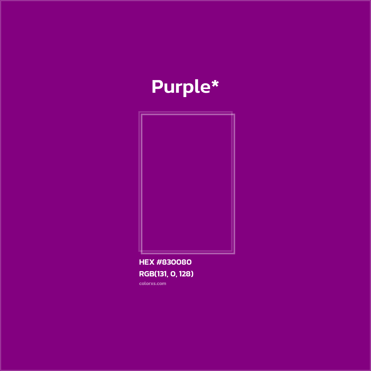 #830080 hex color. RGB, RYB, CMYK, HSL, HSV codes and color conversions. Matching color names, palettes, paints.