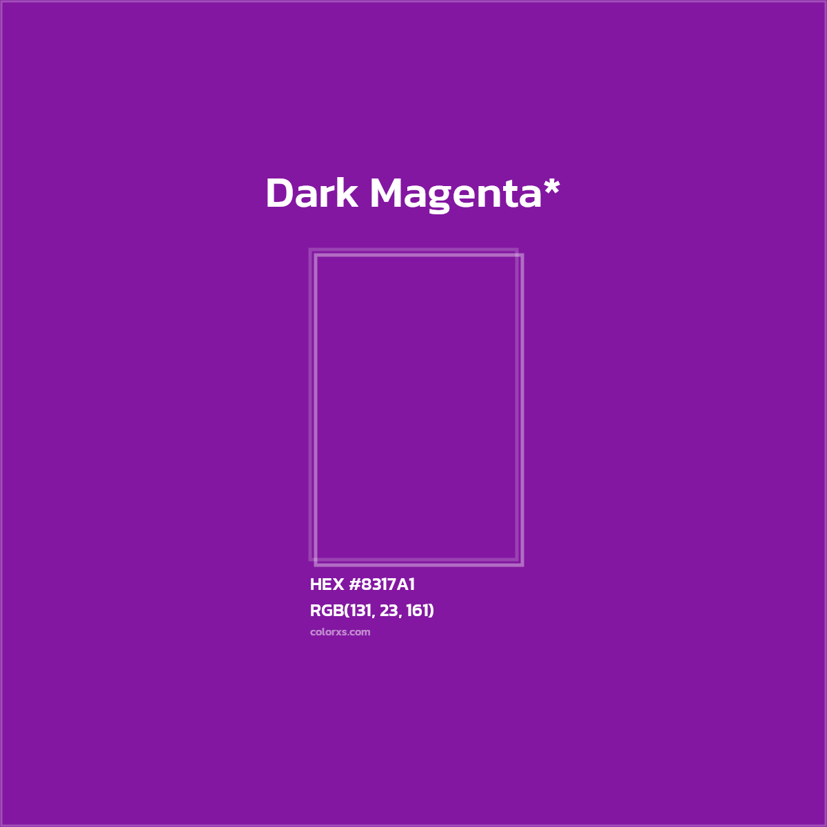 #8317A1 hex color. RGB, RYB, CMYK, HSL, HSV codes and color conversions. Matching color names, palettes, paints.