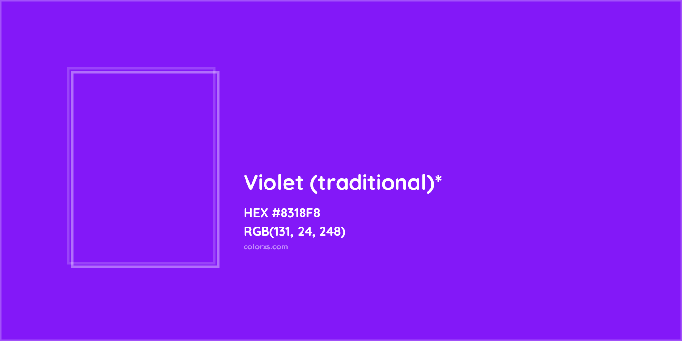 #8318F8 hex color. RGB, RYB, CMYK, HSL, HSV codes and color conversions. Matching color names, palettes, paints.