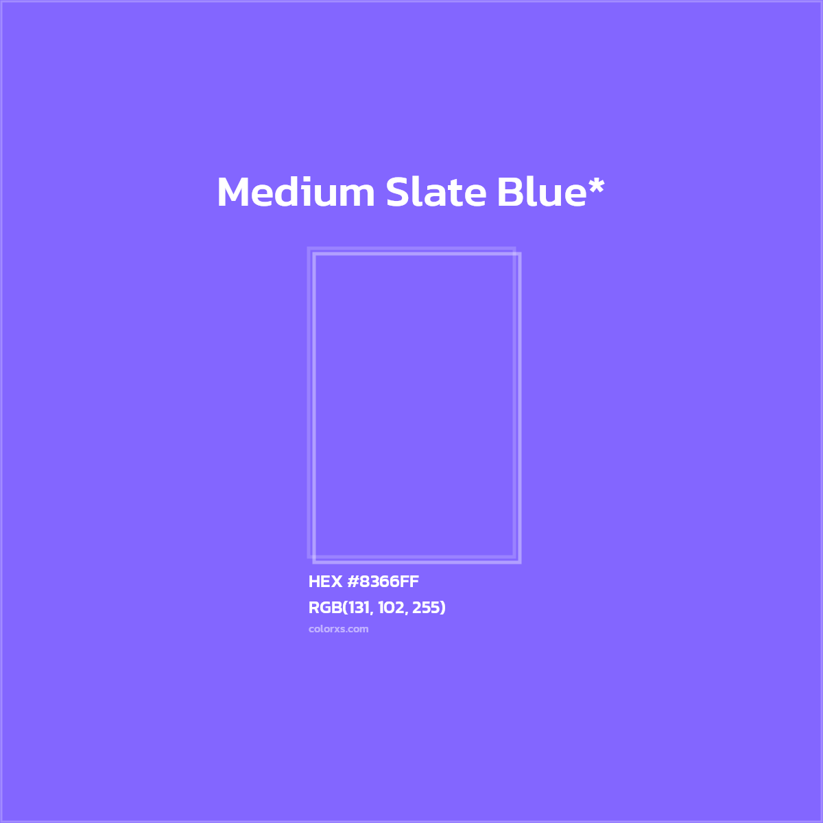 #8366FF hex color. RGB, RYB, CMYK, HSL, HSV codes and color conversions. Matching color names, palettes, paints.