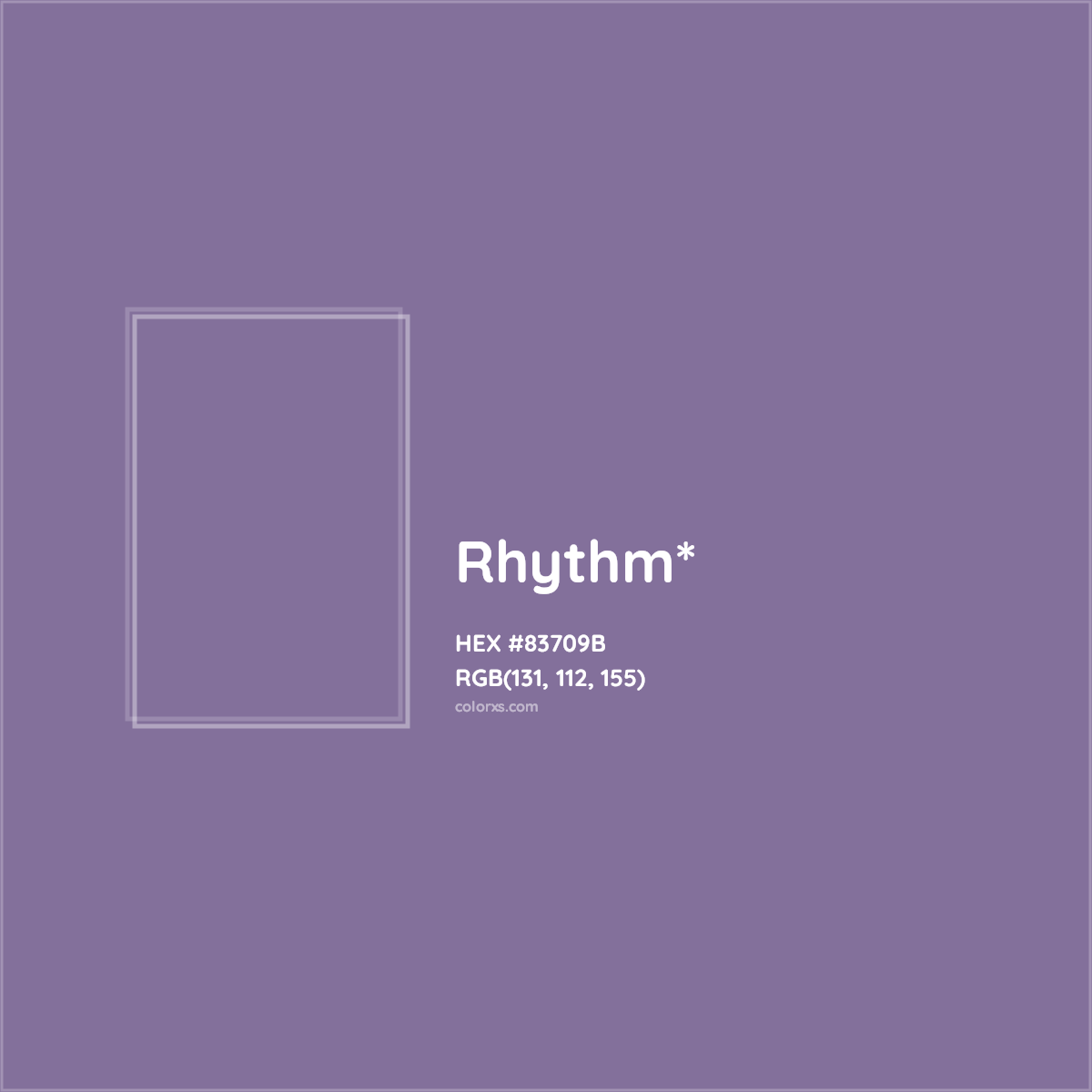 #83709B hex color. RGB, RYB, CMYK, HSL, HSV codes and color conversions. Matching color names, palettes, paints.