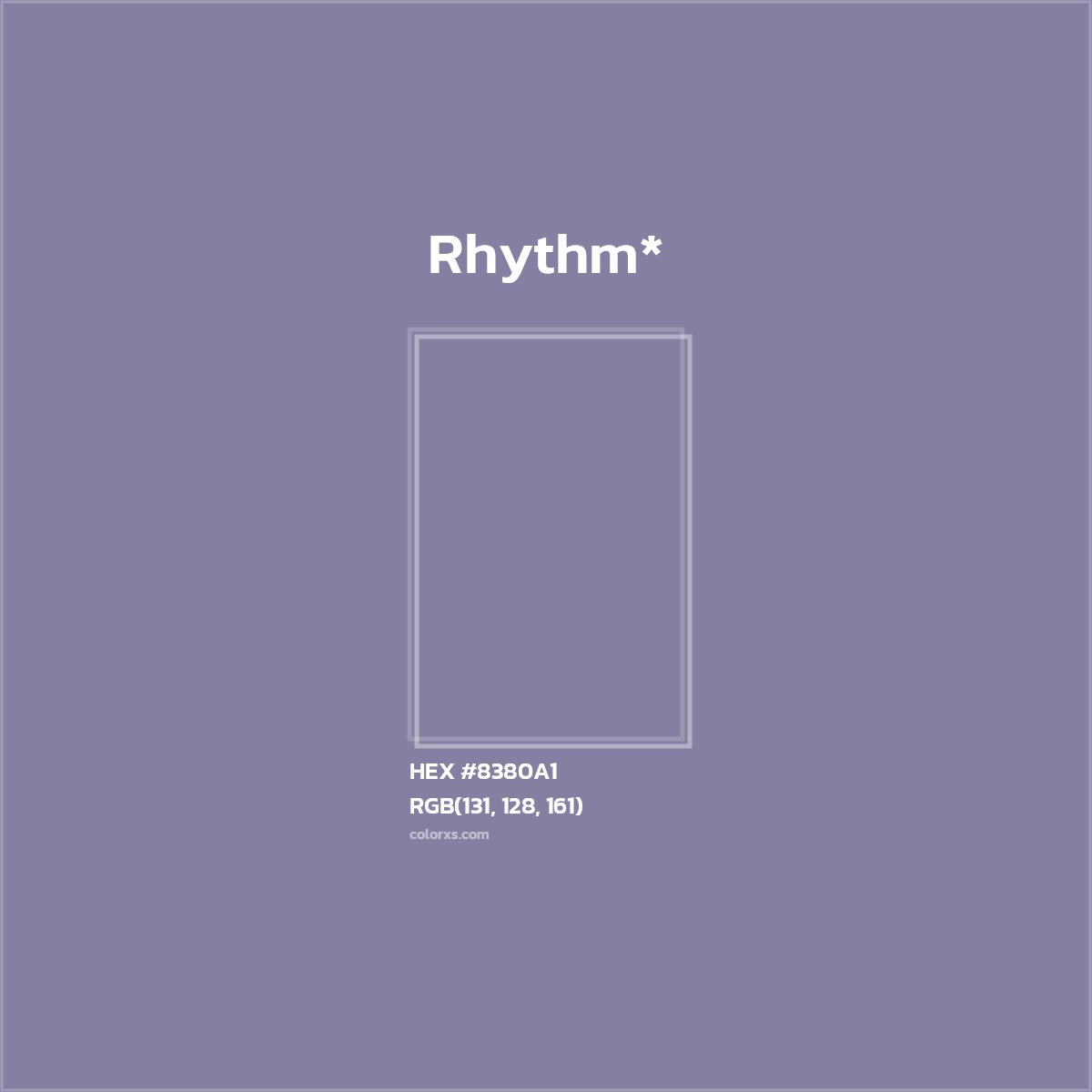 #8380A1 hex color. RGB, RYB, CMYK, HSL, HSV codes and color conversions. Matching color names, palettes, paints.