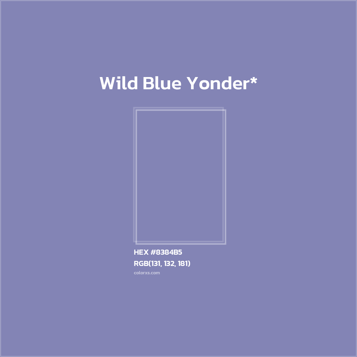 #8384B5 hex color. RGB, RYB, CMYK, HSL, HSV codes and color conversions. Matching color names, palettes, paints.
