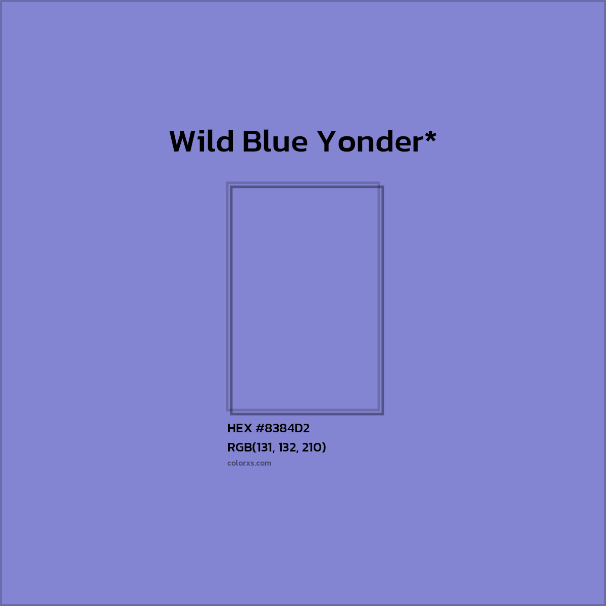 #8384D2 hex color. RGB, RYB, CMYK, HSL, HSV codes and color conversions. Matching color names, palettes, paints.