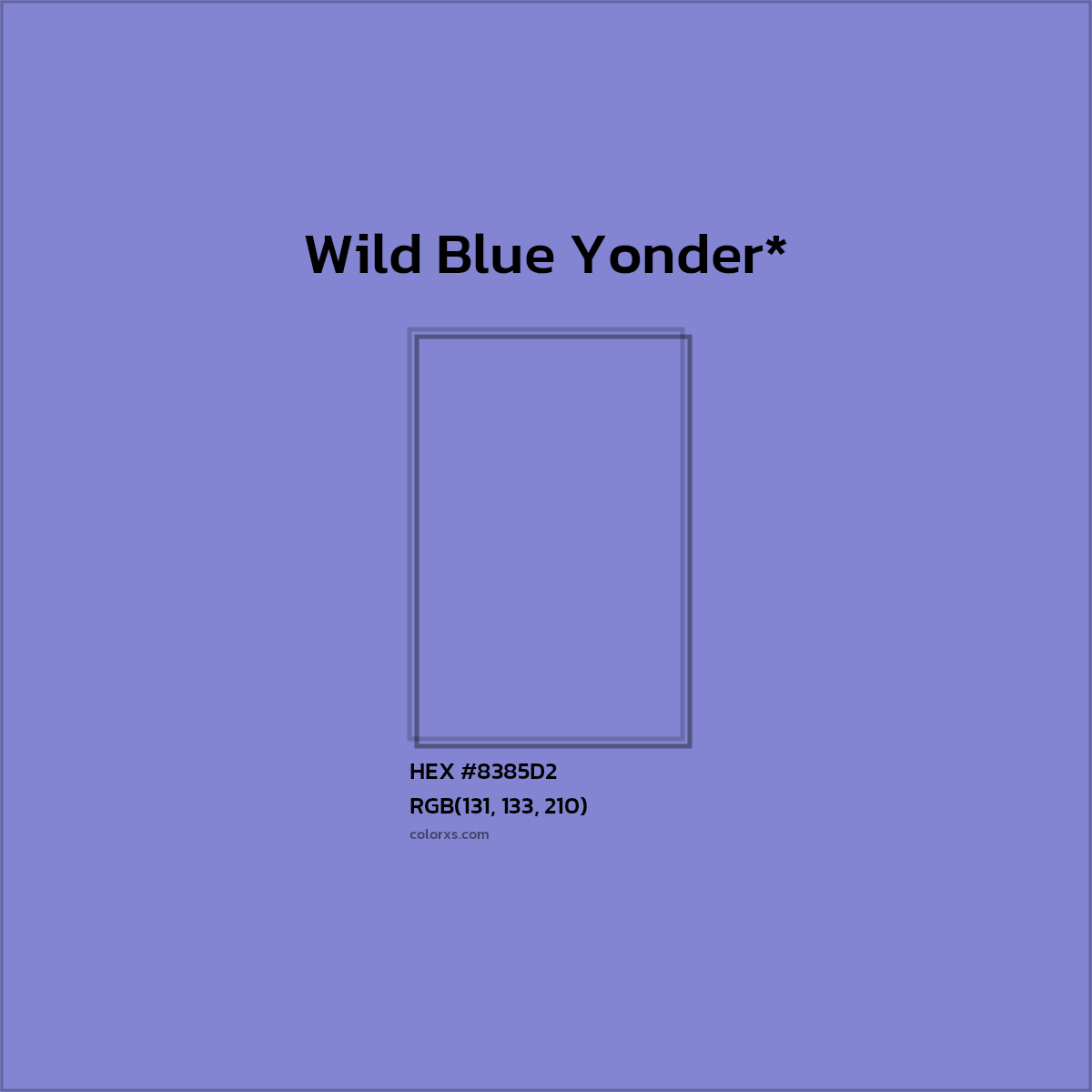 #8385D2 hex color. RGB, RYB, CMYK, HSL, HSV codes and color conversions. Matching color names, palettes, paints.