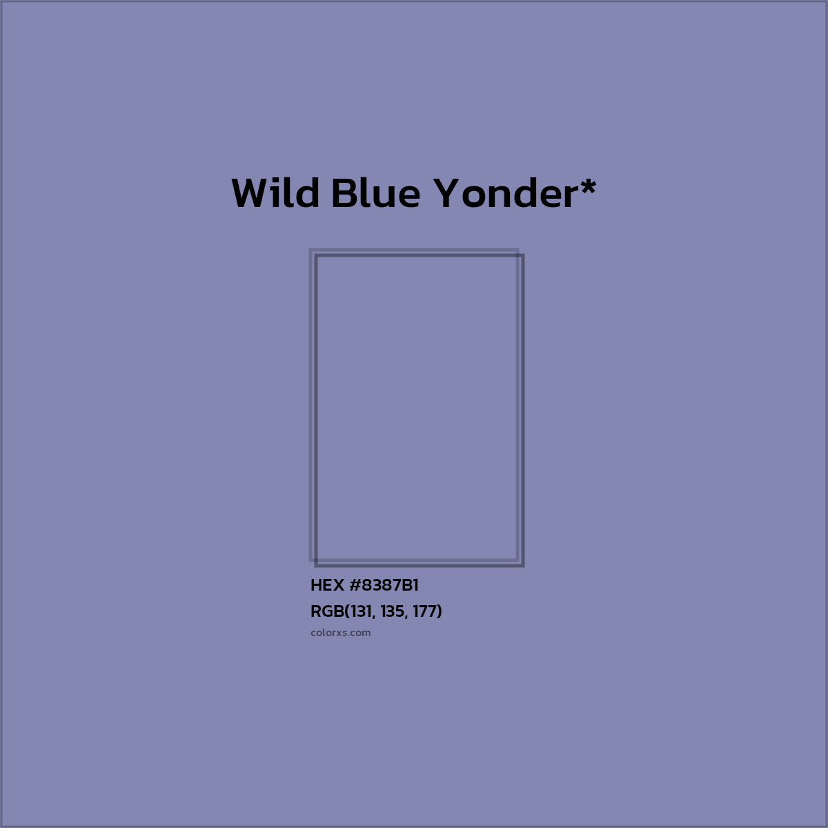 #8387B1 hex color. RGB, RYB, CMYK, HSL, HSV codes and color conversions. Matching color names, palettes, paints.