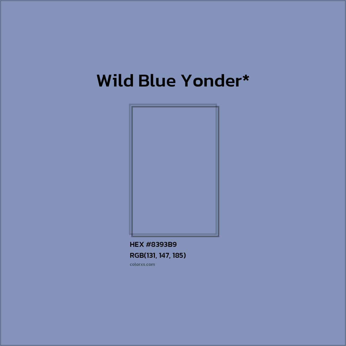 #8393B9 hex color. RGB, RYB, CMYK, HSL, HSV codes and color conversions. Matching color names, palettes, paints.