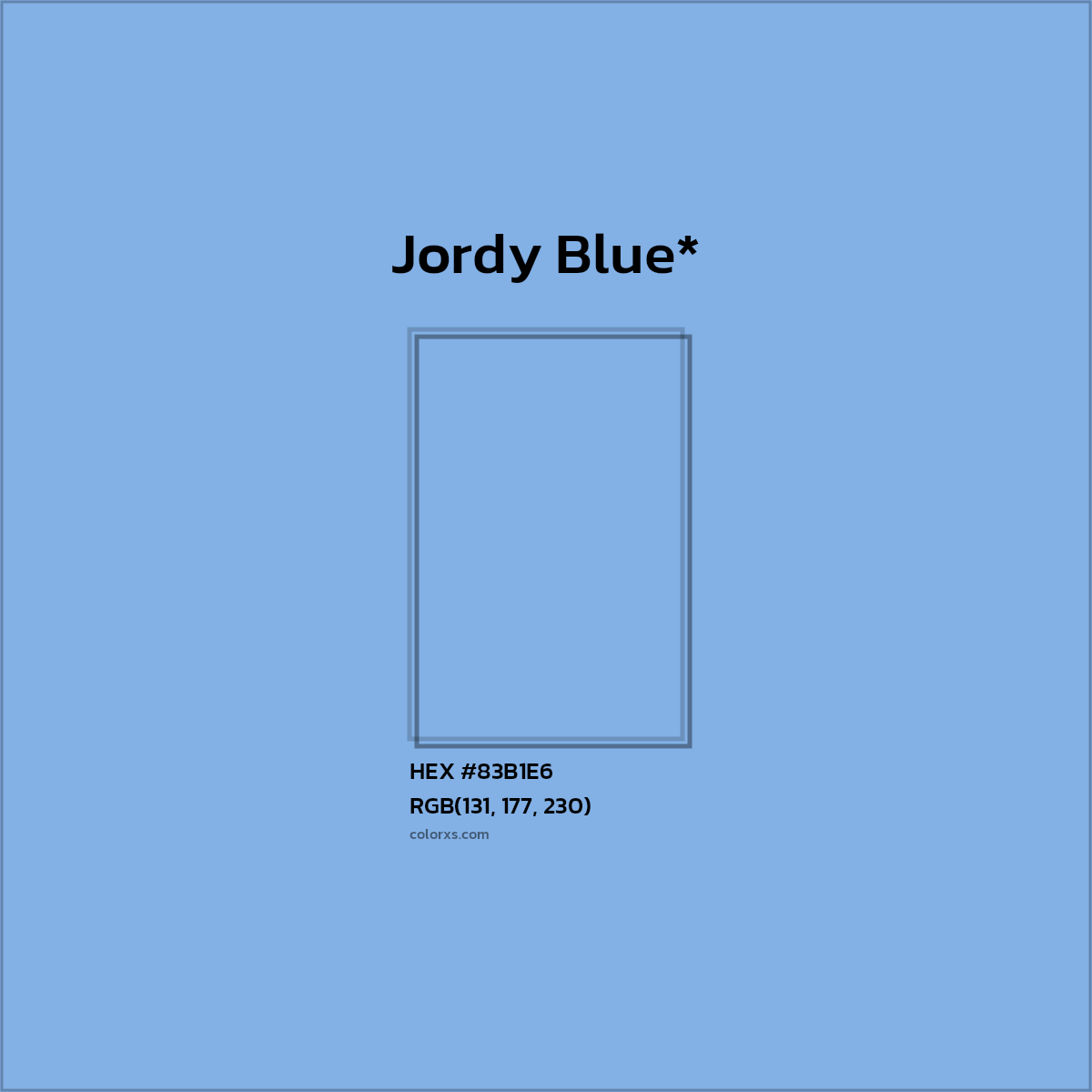 #83B1E6 hex color. RGB, RYB, CMYK, HSL, HSV codes and color conversions. Matching color names, palettes, paints.
