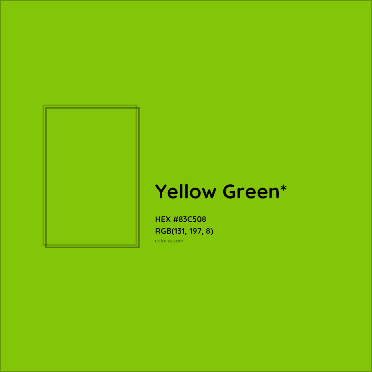 #83C508 hex color. RGB, RYB, CMYK, HSL, HSV codes and color conversions. Matching color names, palettes, paints.