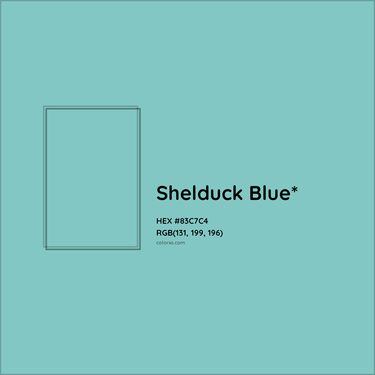#83C7C4 hex color. RGB, RYB, CMYK, HSL, HSV codes and color conversions. Matching color names, palettes, paints.