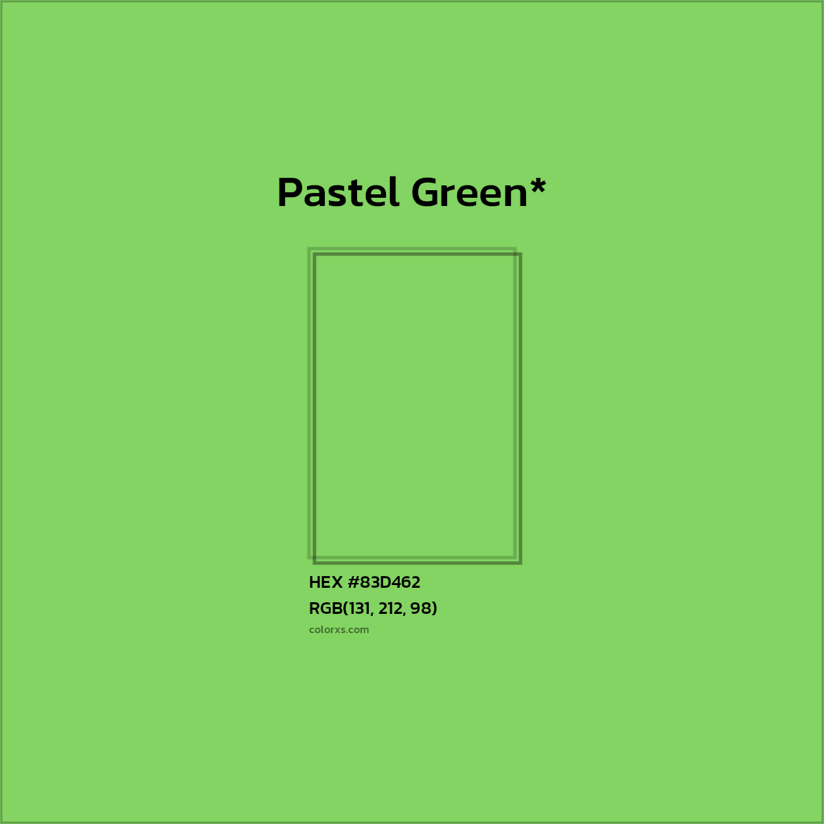#83D462 hex color. RGB, RYB, CMYK, HSL, HSV codes and color conversions. Matching color names, palettes, paints.