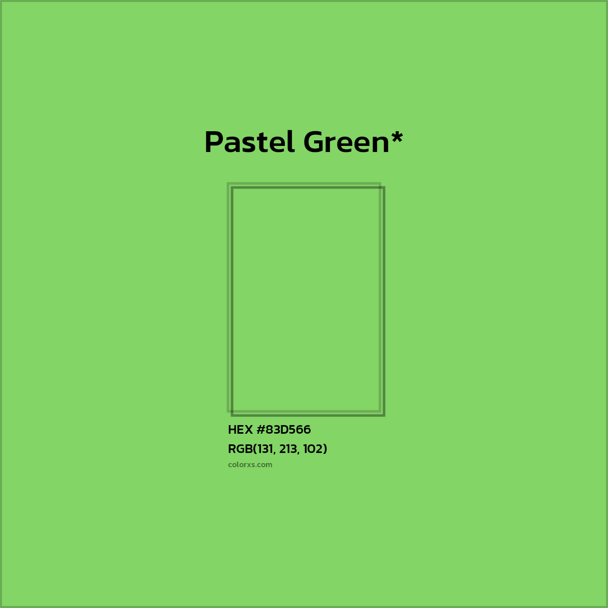 #83D566 hex color. RGB, RYB, CMYK, HSL, HSV codes and color conversions. Matching color names, palettes, paints.
