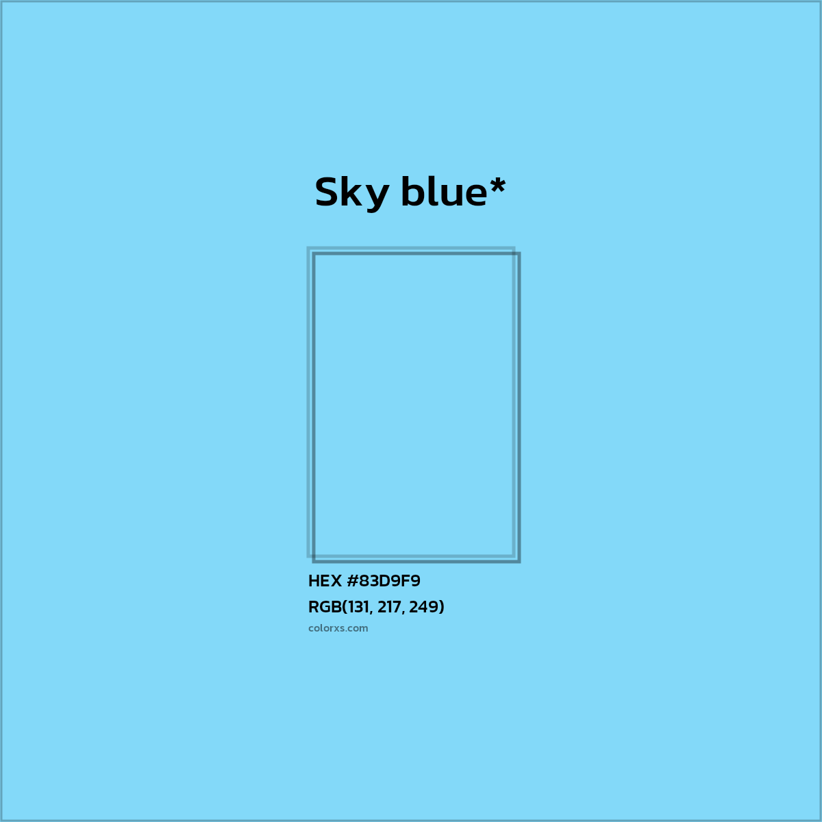 #83D9F9 hex color. RGB, RYB, CMYK, HSL, HSV codes and color conversions. Matching color names, palettes, paints.