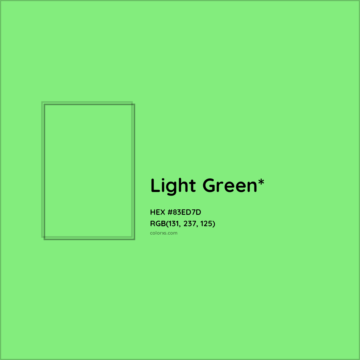 #83ED7D hex color. RGB, RYB, CMYK, HSL, HSV codes and color conversions. Matching color names, palettes, paints.