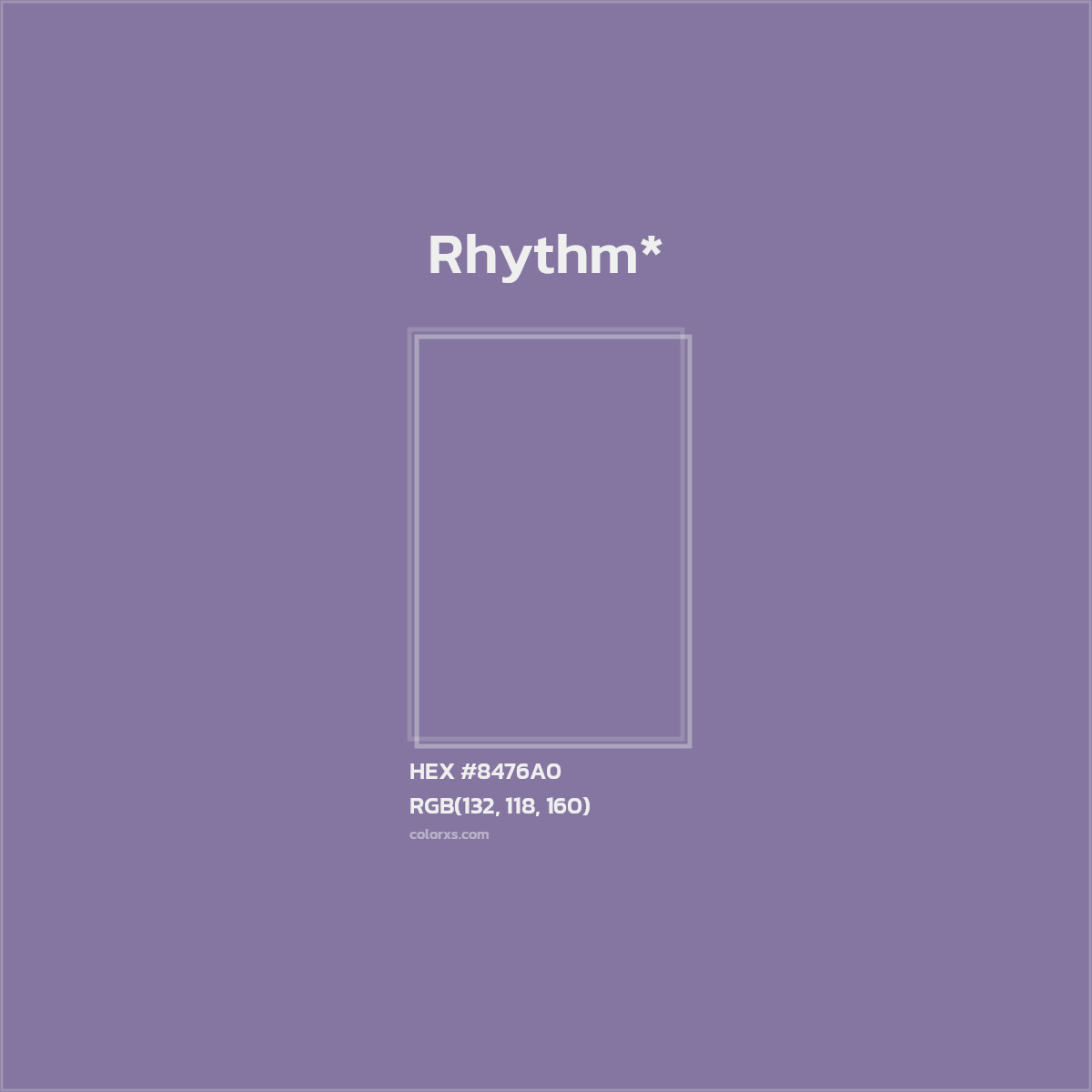 #8476A0 hex color. RGB, RYB, CMYK, HSL, HSV codes and color conversions. Matching color names, palettes, paints.