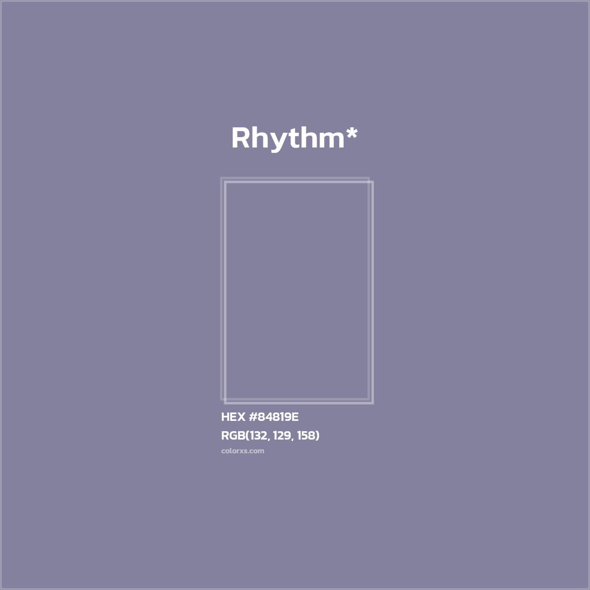 #84819E hex color. RGB, RYB, CMYK, HSL, HSV codes and color conversions. Matching color names, palettes, paints.