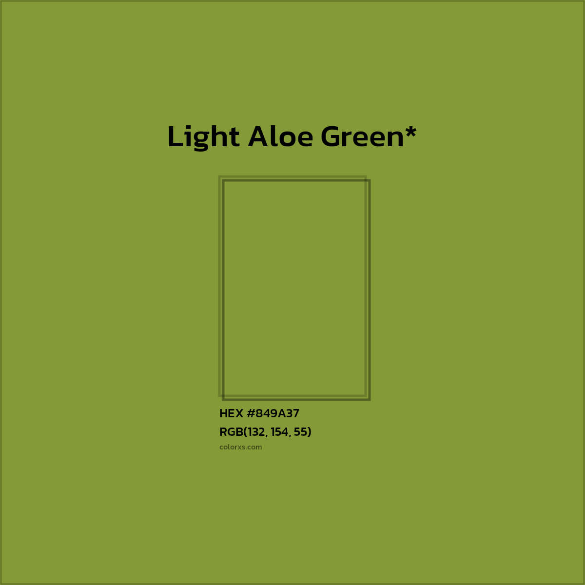 #849A37 hex color. RGB, RYB, CMYK, HSL, HSV codes and color conversions. Matching color names, palettes, paints.