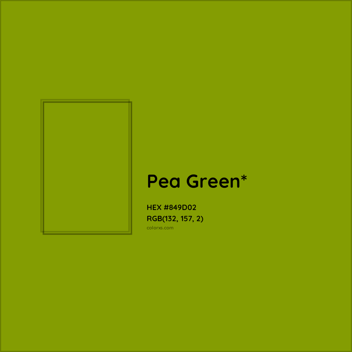 #849D02 hex color. RGB, RYB, CMYK, HSL, HSV codes and color conversions. Matching color names, palettes, paints.