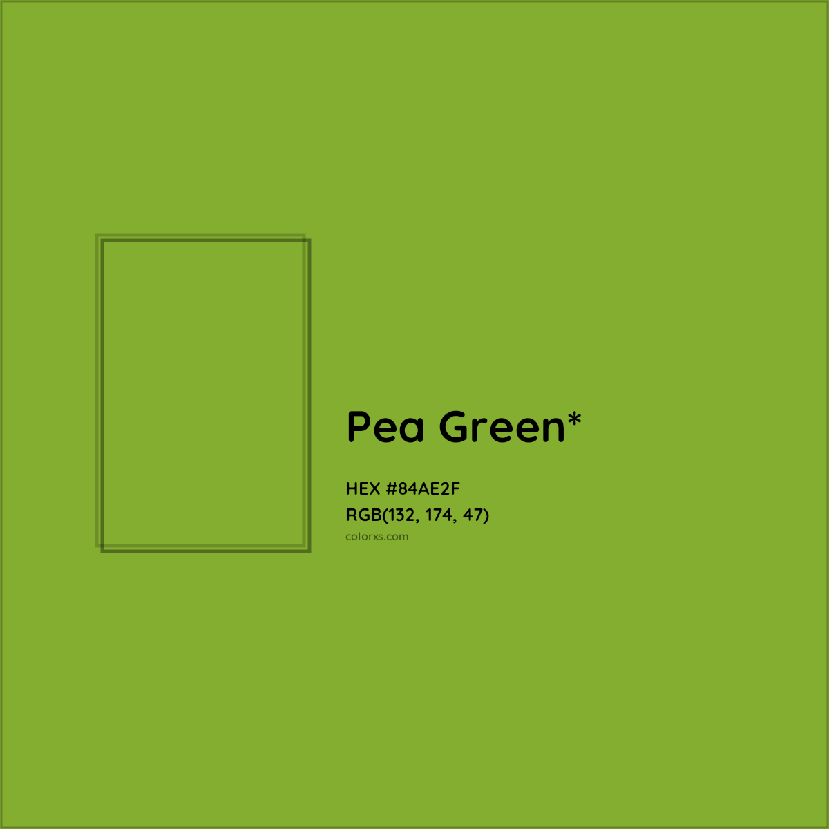 #84AE2F hex color. RGB, RYB, CMYK, HSL, HSV codes and color conversions. Matching color names, palettes, paints.