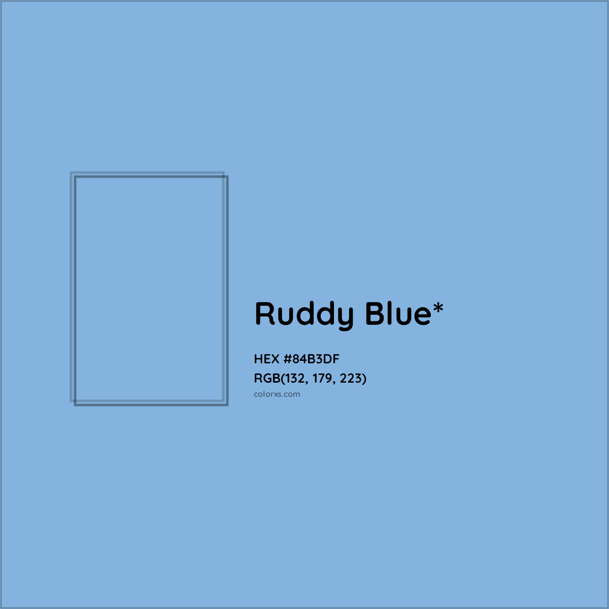 #84B3DF hex color. RGB, RYB, CMYK, HSL, HSV codes and color conversions. Matching color names, palettes, paints.