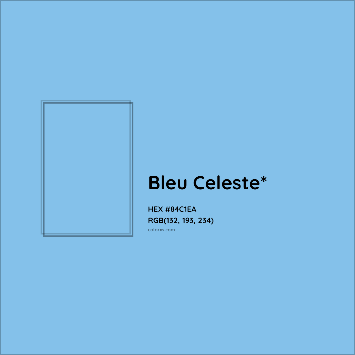 #84C1EA hex color. RGB, RYB, CMYK, HSL, HSV codes and color conversions. Matching color names, palettes, paints.