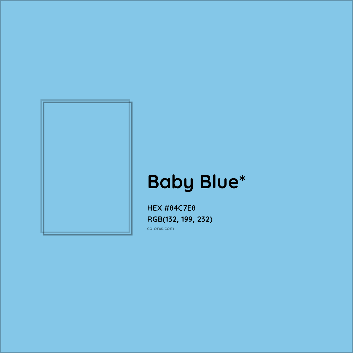 #84C7E8 hex color. RGB, RYB, CMYK, HSL, HSV codes and color conversions. Matching color names, palettes, paints.