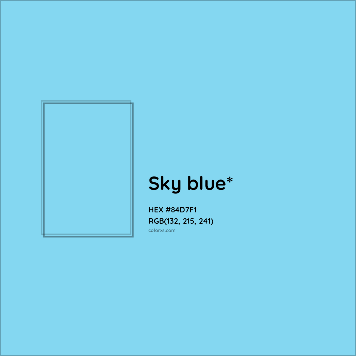 #84D7F1 hex color. RGB, RYB, CMYK, HSL, HSV codes and color conversions. Matching color names, palettes, paints.