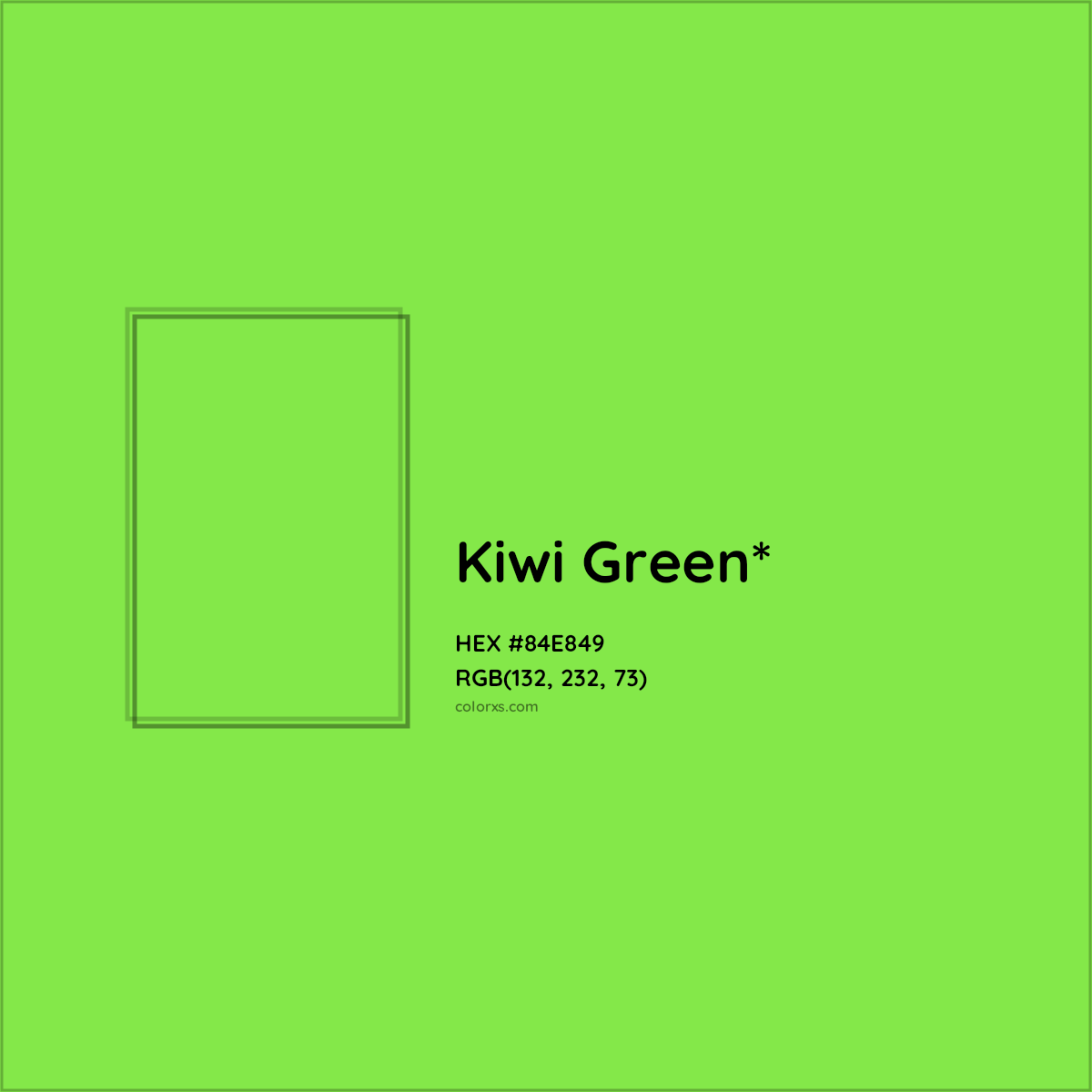 #84E849 hex color. RGB, RYB, CMYK, HSL, HSV codes and color conversions. Matching color names, palettes, paints.