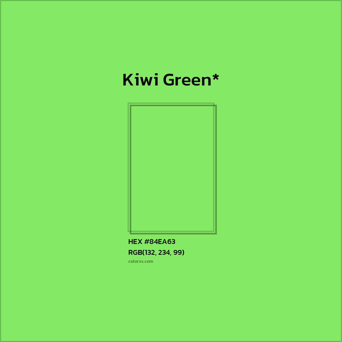 #84EA63 hex color. RGB, RYB, CMYK, HSL, HSV codes and color conversions. Matching color names, palettes, paints.