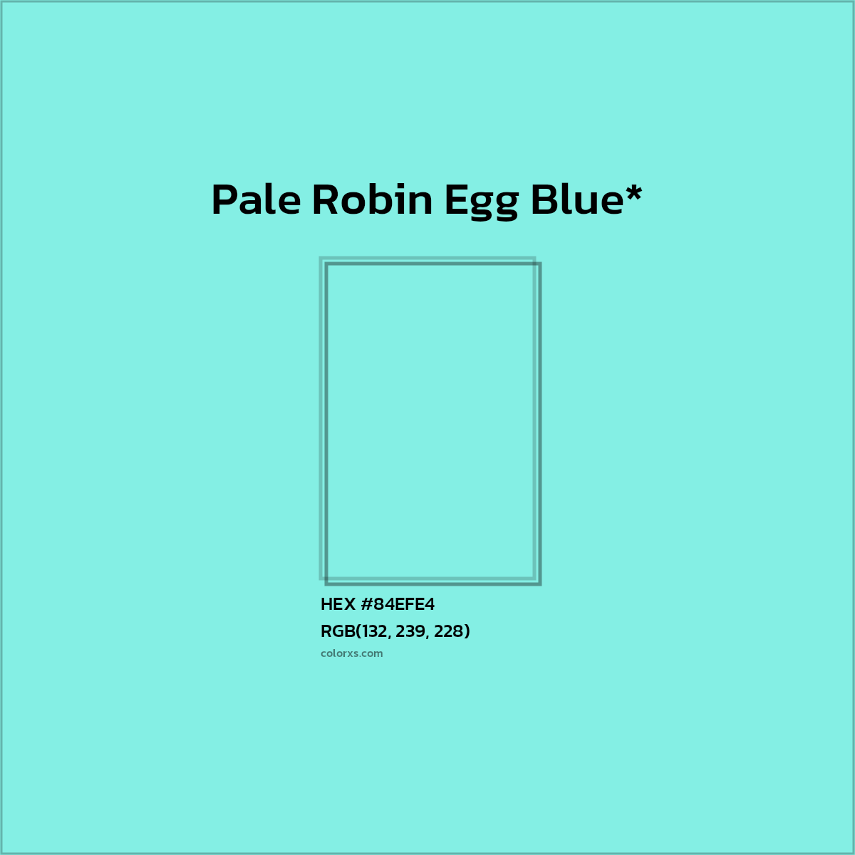 #84EFE4 hex color. RGB, RYB, CMYK, HSL, HSV codes and color conversions. Matching color names, palettes, paints.