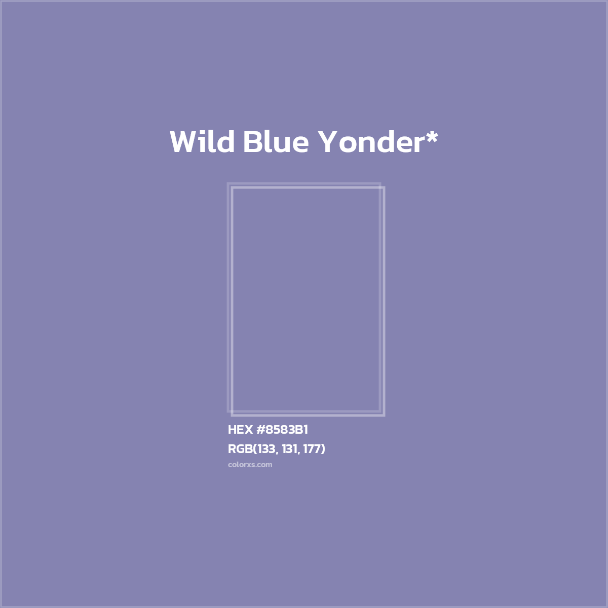#8583B1 hex color. RGB, RYB, CMYK, HSL, HSV codes and color conversions. Matching color names, palettes, paints.